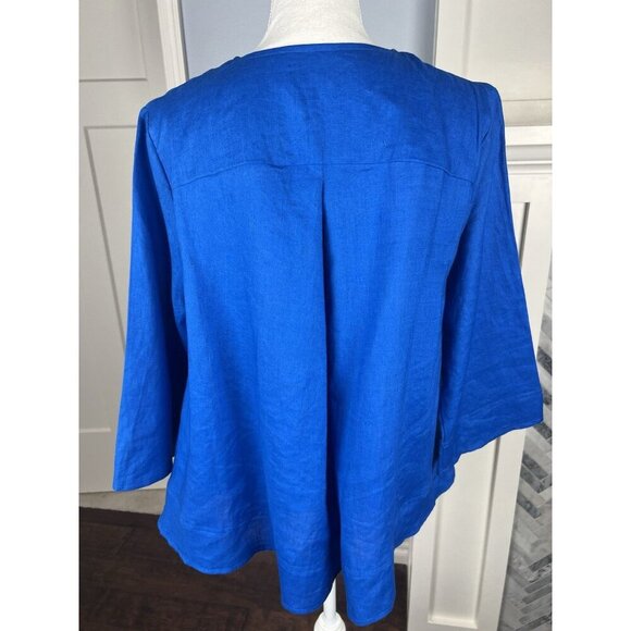Vintage Y2K Richard Malcolm Cobalt Blue Jacket Size Large 100% Linen Button - Picture 8 of 12